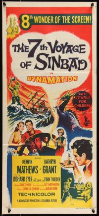 9d0237 7th VOYAGE OF SINBAD Aust daybill 1958 Ray Harryhausen fantasy classic, Dynamation montage!