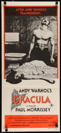 9d0242 ANDY WARHOL'S DRACULA Aust daybill 1974 Paul Morrissey, cool image of vampire Udo Kier!