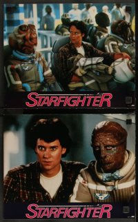 9d0042 LAST STARFIGHTER 12 French LCs 1985 Catherine Mary Stewart & Lance Guest as video game pilot!