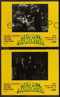 9d0126 ABBOTT & COSTELLO MEET FRANKENSTEIN 3 German LCs R1970 Dill art of Wolfman, Dracula, Bud & Lou!