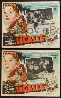 9d0015 LA STRADA 8 Mexican LCs 1956 Federico Fellini, circus strongman Anthony Quinn, Giulietta Masina!