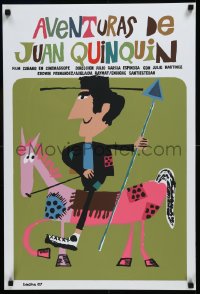 9f0558 ADVENTURES OF JUAN QUIN QUIN Cuban R1990s silkscreen art of man on patchwork horse by Bachs!