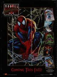 9f0063 MARVEL MASTERPIECES 26x36 advertising poster 1992 Spider-Man, cards coming this fall!