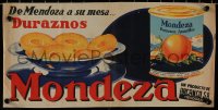 9f0066 MONDEZA 8x17 Argentinean advertising poster 1950s different art of can of peaches on a plate!