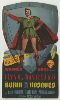 9g1330 ADVENTURES OF ROBIN HOOD die-cut Spanish herald 1948 best art of Errol Flynn as Robin Hood!