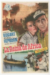 9g1331 AFRICAN QUEEN Spanish herald 1952 different image of Humphrey Bogart & Katharine Hepburn!
