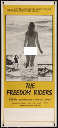 9h0021 FREEDOM RIDERS Aust daybill 1972 completely naked Aussie surfer girl, yellow border design!
