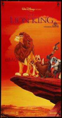 9h0022 LION KING Aust daybill 1994 classic Disney, Simba, Timon & Pumbaa on Pride Rock, red style!