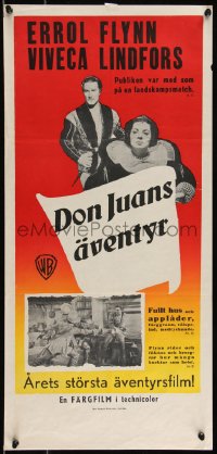 9h0024 ADVENTURES OF DON JUAN Swedish stolpe 1949 Errol Flynn made history when he made love to Lindfors!