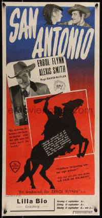 9h0039 SAN ANTONIO Swedish stolpe 1946 Alexis Smith with western cowboy Errol Flynn, ultra rare!