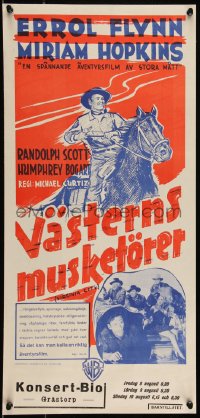 9h0044 VIRGINIA CITY Swedish stolpe 1940 western cowboy Errol Flynn, Bogart & Scott, ultra rare!