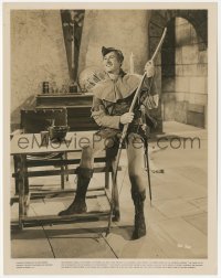 9j1190 ADVENTURES OF ROBIN HOOD 8x10.25 still 1938 Errol Flynn sitting on table & holding bow!