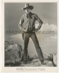 9j1198 ALONG CAME JONES 8x10 still 1945 full-length portrait of Gary Cooper in cowboy gear by rocks!