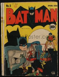 9j0005 BATMAN #5 comic book Spring 1941 D.C. Comics, great art with Robin & tiny crooks by Bob Kane!