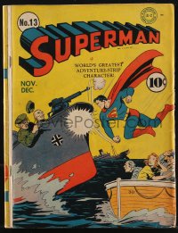 9j0006 SUPERMAN #13 comic book Nov-Dec 1941 world's greatest adventure-strip character, very rare!