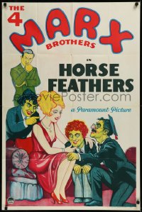 9j0278 HORSE FEATHERS style B 1sh 1932 art of 4 Marx Bros Groucho, Harpo, Chico & Zeppo, ultra rare!