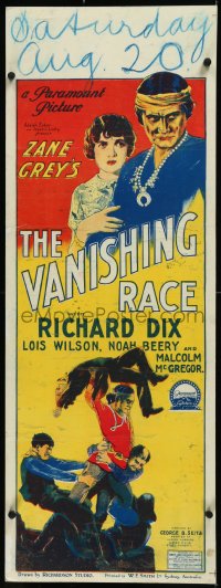 9k0004 VANISHING AMERICAN long Aust daybill 1925 Richard Dix, Richardson Studio stone litho, rare!
