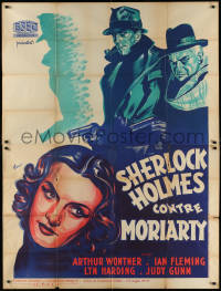 9k0064 MURDER AT THE BASKERVILLES French 1p 1938 Arthur Wontner as Sherlock Holmes, ultra rare!