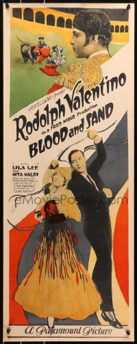 9k1553 BLOOD & SAND insert 1922 matador Rudolph Valentino with Lila Lee & in bullfight, ultra rare!