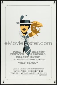 9k1050 STING 1sh 1974 best different art of Paul Newman & Robert Redford, w/production notes, rare!