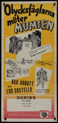9k1176 ABBOTT & COSTELLO MEET THE MUMMY Swedish stolpe 1955 Bud & Lou are back in their mummy's arms!