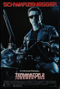 9k1063 TERMINATOR 2 DS 1sh 1991 Arnold Schwarzenegger on motorcycle with shotgun!