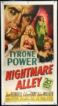 9m0045 NIGHTMARE ALLEY linen 3sh 1947 carnival barker Tyrone Power's life goes very wrong, ultra rare!