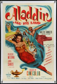 9m0437 ALADDIN & HIS LAMP linen 1sh 1952 Patricia Medina & the world's most gorgeous harem girls!