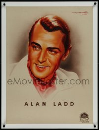 9m0377 ALAN LADD linen French 23x31 1940s great art of the leading man by Roger Soubie, ultra rare!
