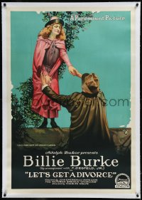 9m0619 LET'S GET A DIVORCE linen 1sh 1918 art of Billie Burke escaping from the convent garden, rare