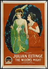 9m0830 WIDOW'S MIGHT linen 1sh 1918 Florence Vidor loves cross-dressing Julian Eltinge, ultra rare!