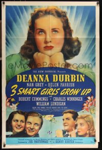 9p0450 3 SMART GIRLS GROW UP style B 1sh 1939 portraits of Deanna Durbin, Grey & Parrish, ultra rare!