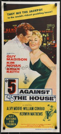 9p0324 5 AGAINST THE HOUSE Aust daybill 1955 art of Kim Novak gambling in Reno Nevada!