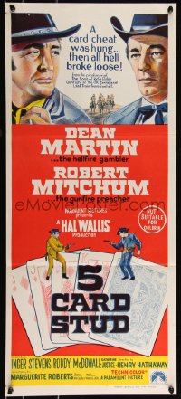 9p0325 5 CARD STUD Aust daybill 1968 Dean Martin & Robert Mitchum, gunfight over poker cards!