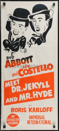 9p0326 ABBOTT & COSTELLO MEET DR. JEKYLL & MR. HYDE Aust daybill R1960s Bud & Lou, Boris Karloff!