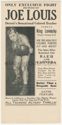 9p0078 JOE LOUIS VS KING LEVINSKY herald 1935 boxing, art of Detroit's Sensational Colored Bomber!