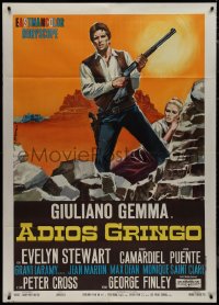 9p1679 ADIOS GRINGO Italian 1p 1966 Sandro Symeoni art of cowboy Giuliano Gemma, spaghetti western!
