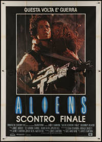 9p1457 ALIENS Italian 2p 1986 Sigourney Weaver as Ripley carrying Carrie Henn, ultra rare!