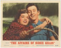 9p1007 AFFAIRS OF DOBIE GILLIS LC #3 1953 best close up of happy Debbie Reynolds & Bobby Van in car!