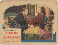 9p1012 ALGIERS LC 1938 great close up of Charles Boyer & sexy Hedy Lamarr sitting on bed!