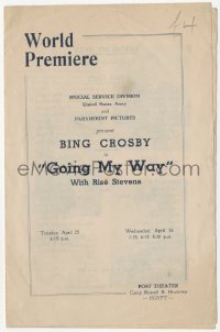 9p0016 GOING MY WAY Egyptian program 1944 Bing Crosby, Leo McCarey, world premiere for the troops!