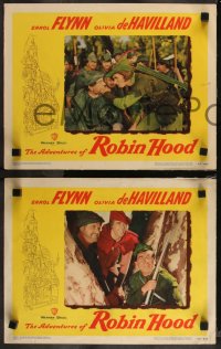 9p1419 ADVENTURES OF ROBIN HOOD 3 LCs R1948 Errol Flynn in the title role with Olivia De Havilland!