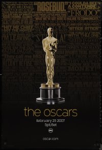 9r1035 79TH ANNUAL ACADEMY AWARDS 1sh 2007 cool image of Oscar statue & famous quotes!