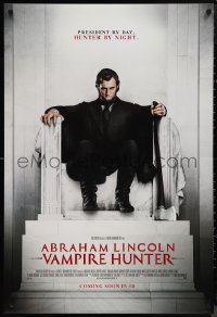 9r1036 ABRAHAM LINCOLN: VAMPIRE HUNTER style B int'l advance DS 1sh 2012 Walker in statue pose!