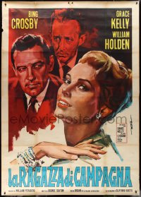 9r0042 COUNTRY GIRL Italian 2p R1960s art of Grace Kelly, Bing Crosby & William Holden, rare!