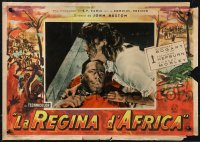 9r0866 AFRICAN QUEEN Italian 14x19 pbusta 1952 different close-up of Bogart & Katharine Hepburn!