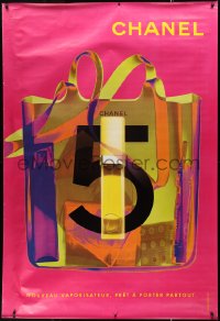 9r0078 CHANEL DS 47x69 French advertising poster 2000s image of shopping bag w/ pink background!