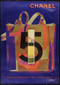 9r0079 CHANEL DS 47x67 French advertising poster 2000s image of shopping bag w/ purple background!