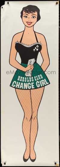 9r0071 HAROLD'S CLUB 22x60 special poster 1960s Reno gambling casino, sexy change girl in fishnets!