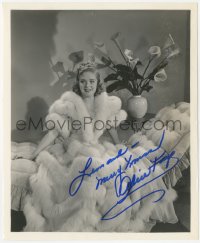 9s1185 ALICE FAYE signed 8x10 REPRO still 1980s great full-length portrait in elaborate fur gown!